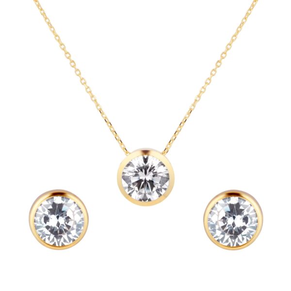 9ct Yellow Gold Bezel Set Pendant & Earring Set