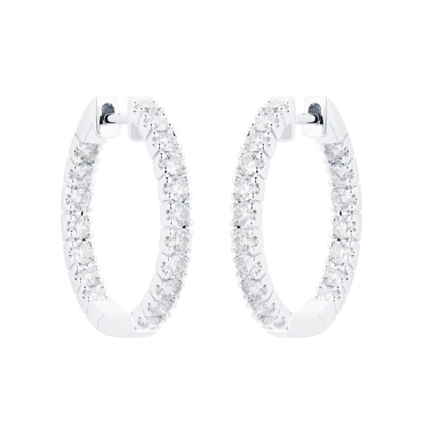 18ct White Gold 1.00cttw Diamond 20mm Hoop Earrings