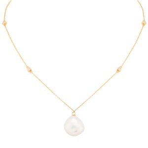 18ct Yellow Gold 0.10cttw Diamond & Baroque Pearl Pendant