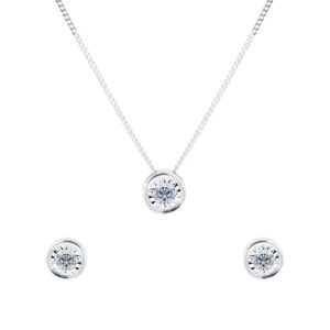 9ct White Gold 0.20cttw Diamond Illusion Jewellery Set