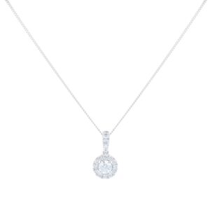 9ct White Gold 0.40cttw Round Halo Pendant