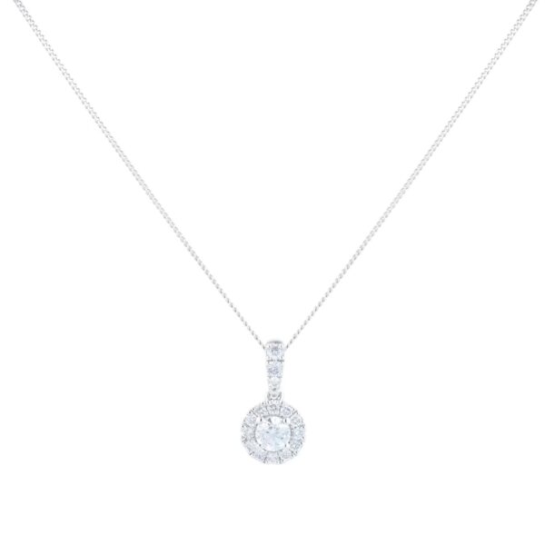 9ct White Gold 0.40cttw Round Halo Pendant