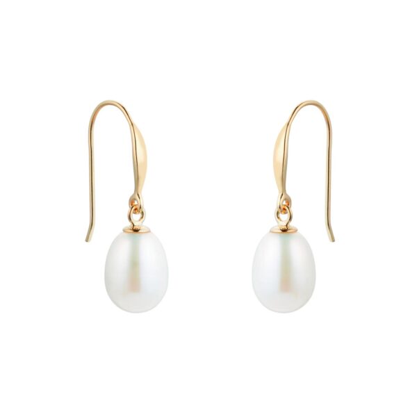 9ct Yellow Gold 7mm Freshwater Pearl Drop Earrings - Image 2