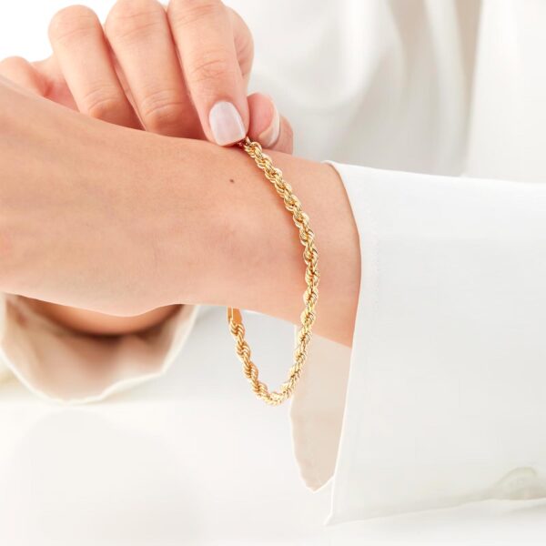 9ct Yellow Gold Rope Chain Bracelet - Image 2