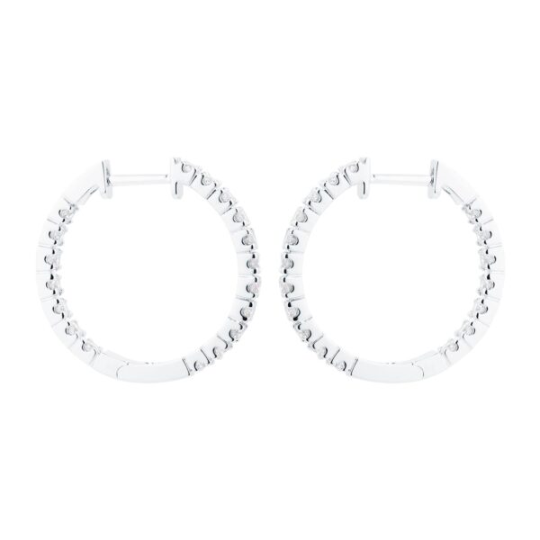 18ct White Gold 1.00cttw Diamond 20mm Hoop Earrings - Image 2